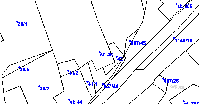 Parcela st. 48 v KÚ Hrabová u Dubicka, Katastrální mapa