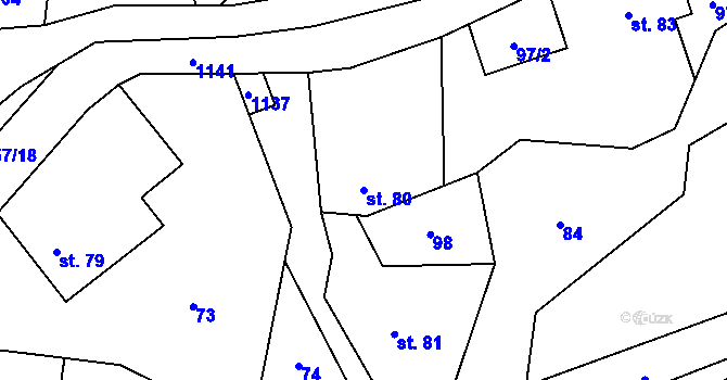 Parcela st. 80 v KÚ Hrabová u Dubicka, Katastrální mapa