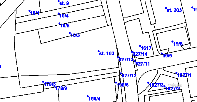 Parcela st. 103 v KÚ Hrabová u Dubicka, Katastrální mapa