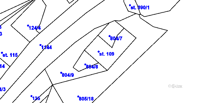 Parcela st. 109 v KÚ Hrabová u Dubicka, Katastrální mapa
