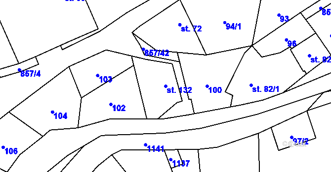Parcela st. 132 v KÚ Hrabová u Dubicka, Katastrální mapa