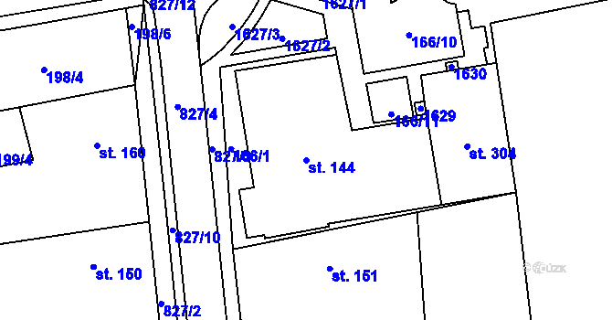 Parcela st. 144 v KÚ Hrabová u Dubicka, Katastrální mapa
