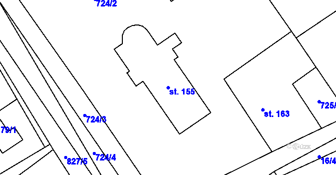 Parcela st. 155 v KÚ Hrabová u Dubicka, Katastrální mapa