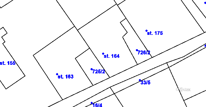 Parcela st. 164 v KÚ Hrabová u Dubicka, Katastrální mapa