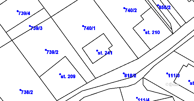 Parcela st. 241 v KÚ Hrabová u Dubicka, Katastrální mapa