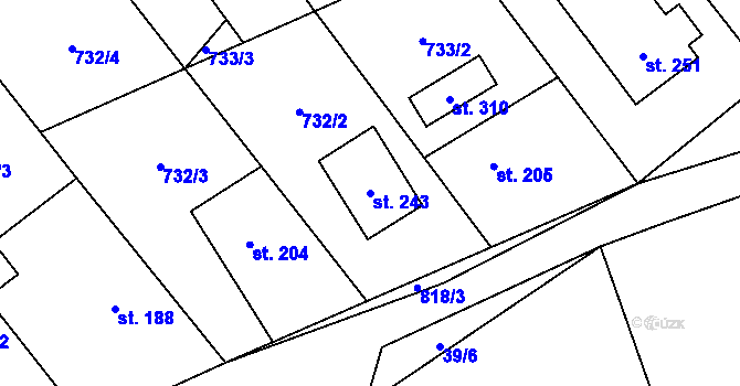 Parcela st. 243 v KÚ Hrabová u Dubicka, Katastrální mapa