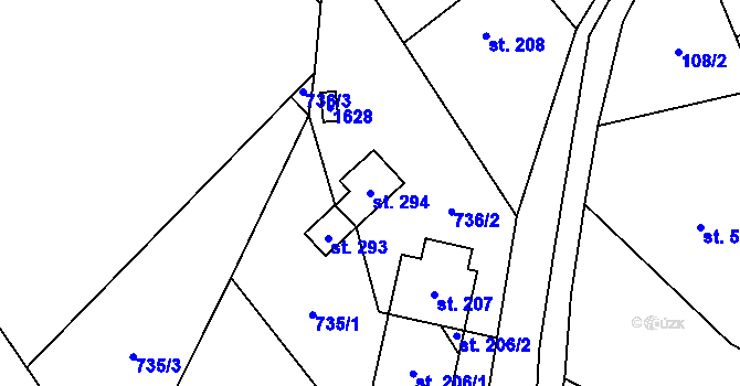 Parcela st. 294 v KÚ Hrabová u Dubicka, Katastrální mapa