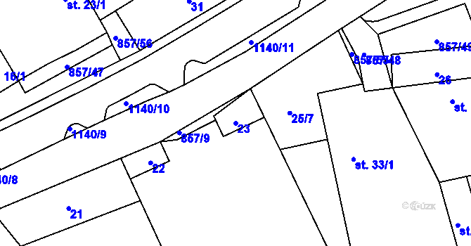 Parcela st. 23 v KÚ Hrabová u Dubicka, Katastrální mapa