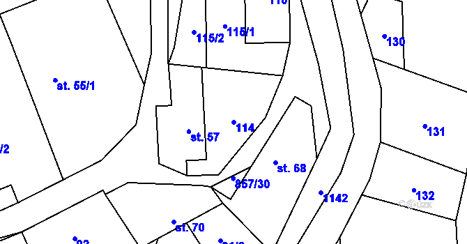 Parcela st. 114 v KÚ Hrabová u Dubicka, Katastrální mapa