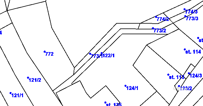 Parcela st. 122/1 v KÚ Hrabová u Dubicka, Katastrální mapa