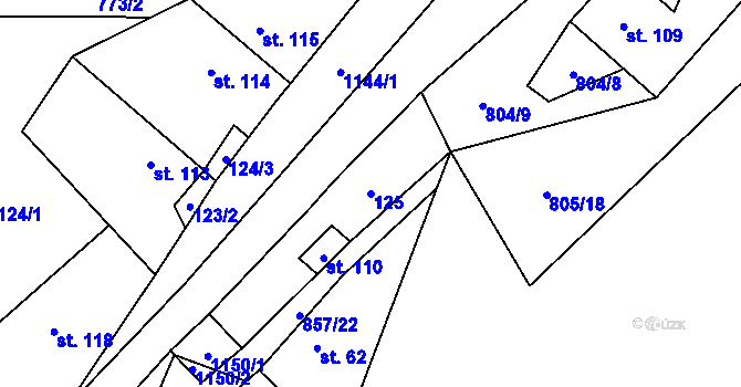 Parcela st. 125 v KÚ Hrabová u Dubicka, Katastrální mapa