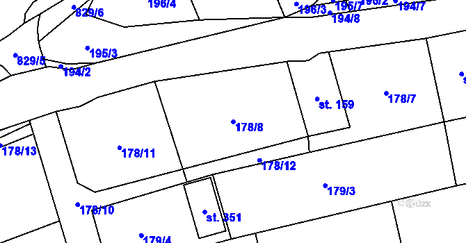 Parcela st. 178/8 v KÚ Hrabová u Dubicka, Katastrální mapa