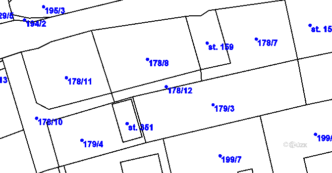 Parcela st. 178/12 v KÚ Hrabová u Dubicka, Katastrální mapa