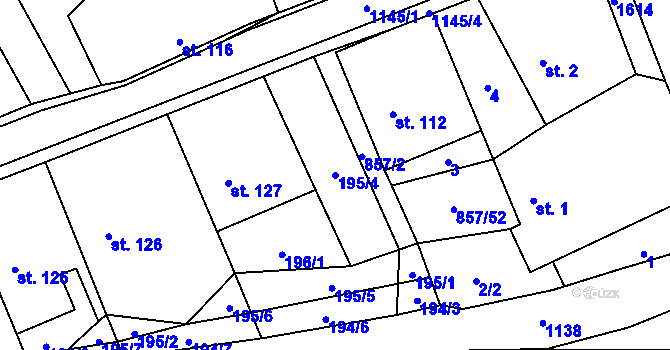 Parcela st. 195/4 v KÚ Hrabová u Dubicka, Katastrální mapa