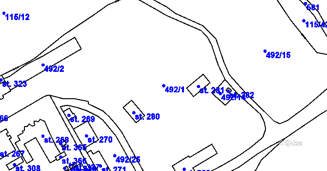 Parcela st. 492/1 v KÚ Hrabová u Dubicka, Katastrální mapa