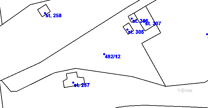Parcela st. 492/12 v KÚ Hrabová u Dubicka, Katastrální mapa