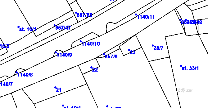 Parcela st. 857/9 v KÚ Hrabová u Dubicka, Katastrální mapa