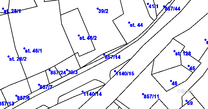 Parcela st. 857/14 v KÚ Hrabová u Dubicka, Katastrální mapa