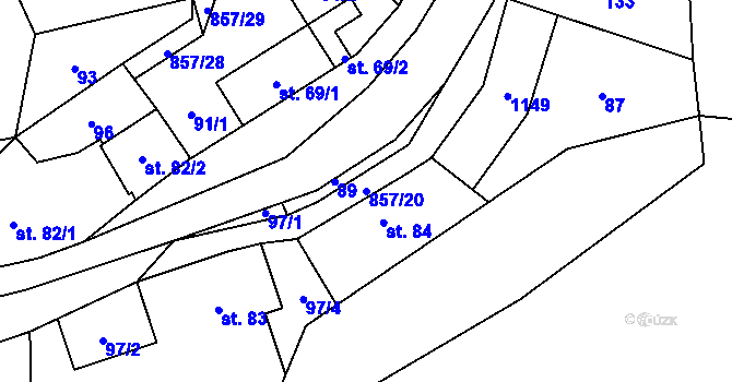Parcela st. 857/20 v KÚ Hrabová u Dubicka, Katastrální mapa