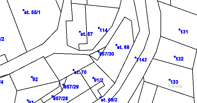 Parcela st. 857/30 v KÚ Hrabová u Dubicka, Katastrální mapa