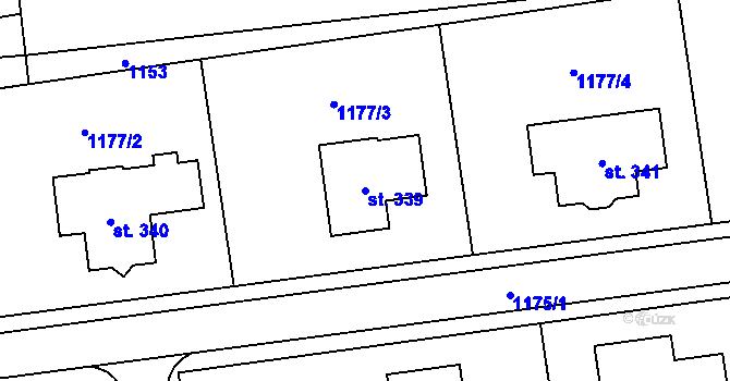 Parcela st. 339 v KÚ Hrabová u Dubicka, Katastrální mapa