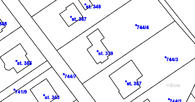 Parcela st. 379 v KÚ Hrabová u Dubicka, Katastrální mapa