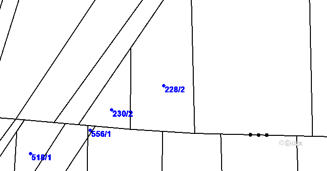 Parcela st. 228/2 v KÚ Hrabová u Dubicka, Katastrální mapa