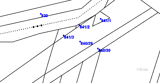 Parcela st. 840/29 v KÚ Hrabová u Dubicka, Katastrální mapa