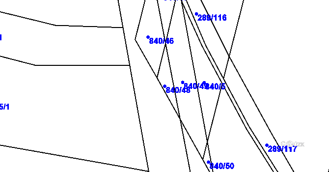 Parcela st. 840/48 v KÚ Hrabová u Dubicka, Katastrální mapa