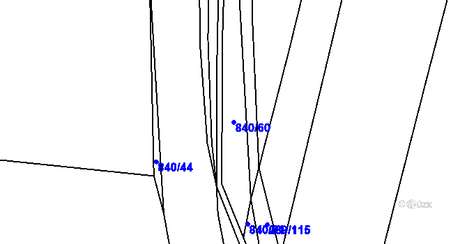 Parcela st. 840/60 v KÚ Hrabová u Dubicka, Katastrální mapa