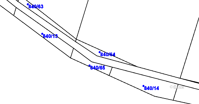 Parcela st. 840/64 v KÚ Hrabová u Dubicka, Katastrální mapa