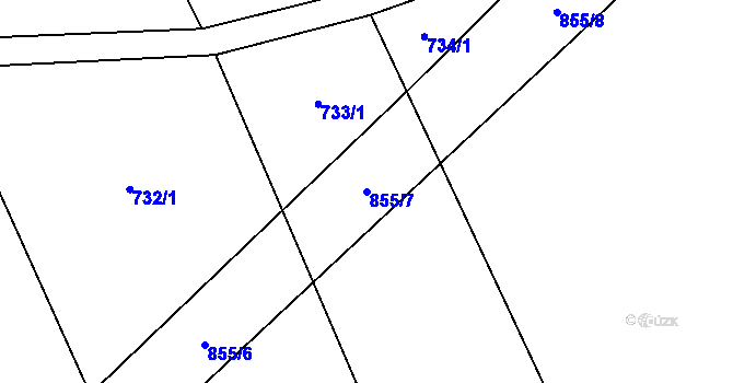 Parcela st. 855/7 v KÚ Hrabová u Dubicka, Katastrální mapa