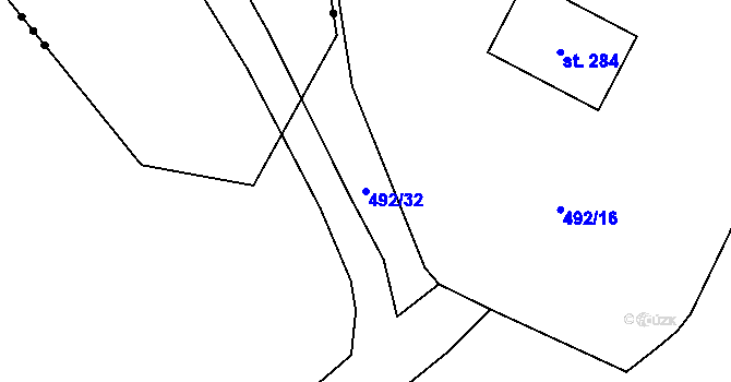 Parcela st. 492/32 v KÚ Hrabová u Dubicka, Katastrální mapa
