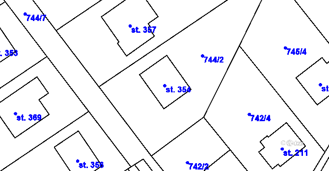 Parcela st. 354 v KÚ Hrabová u Dubicka, Katastrální mapa