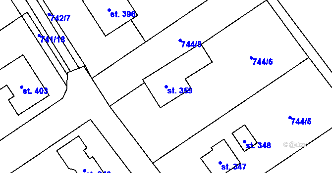 Parcela st. 359 v KÚ Hrabová u Dubicka, Katastrální mapa