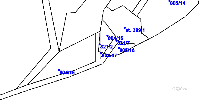 Parcela st. 804/17 v KÚ Hrabová u Dubicka, Katastrální mapa