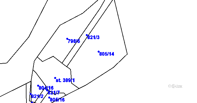 Parcela st. 805/14 v KÚ Hrabová u Dubicka, Katastrální mapa