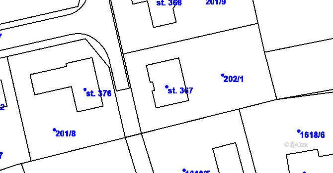 Parcela st. 367 v KÚ Hrabová u Dubicka, Katastrální mapa
