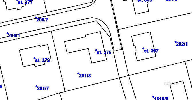Parcela st. 376 v KÚ Hrabová u Dubicka, Katastrální mapa