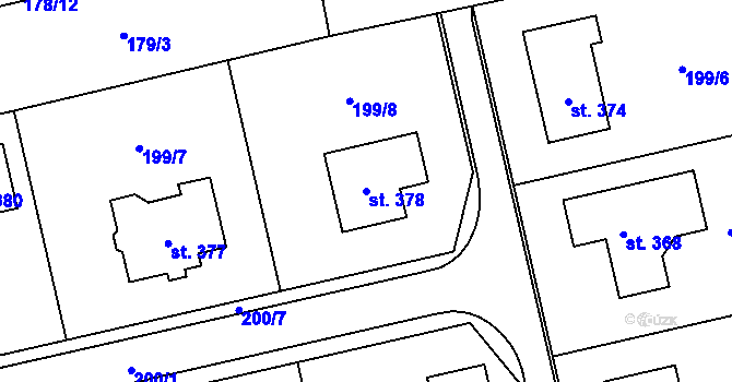 Parcela st. 378 v KÚ Hrabová u Dubicka, Katastrální mapa