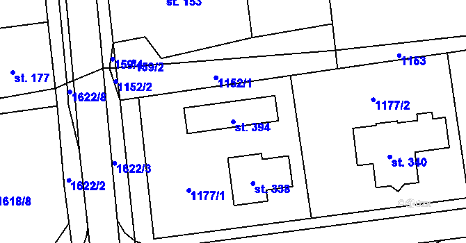 Parcela st. 394 v KÚ Hrabová u Dubicka, Katastrální mapa