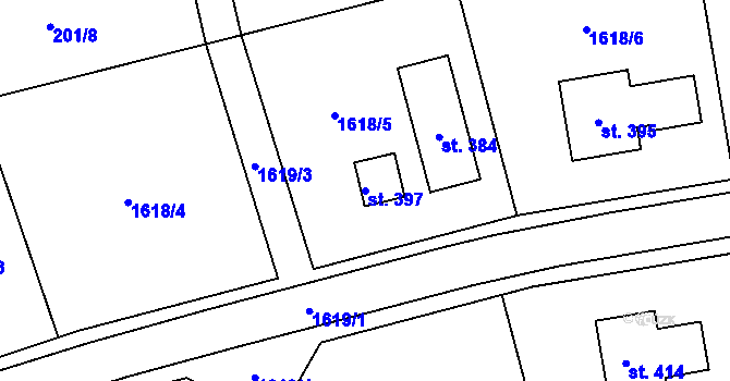 Parcela st. 397 v KÚ Hrabová u Dubicka, Katastrální mapa