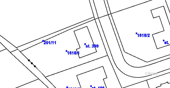 Parcela st. 399 v KÚ Hrabová u Dubicka, Katastrální mapa