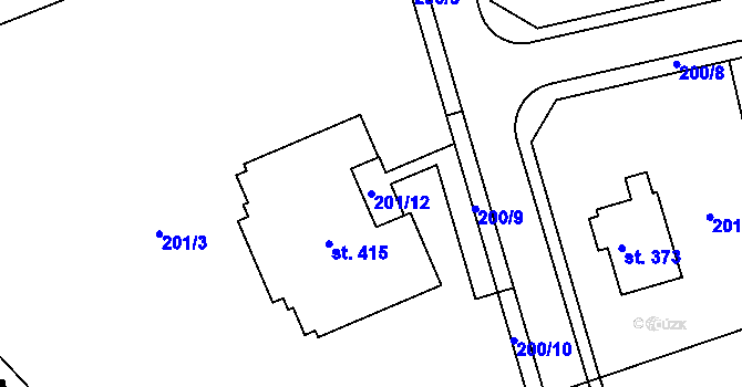 Parcela st. 201/12 v KÚ Hrabová u Dubicka, Katastrální mapa