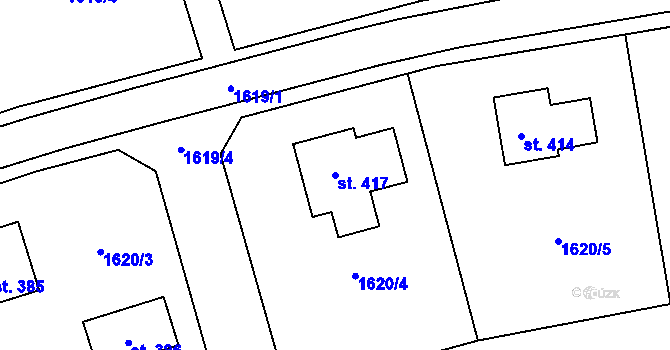 Parcela st. 417 v KÚ Hrabová u Dubicka, Katastrální mapa