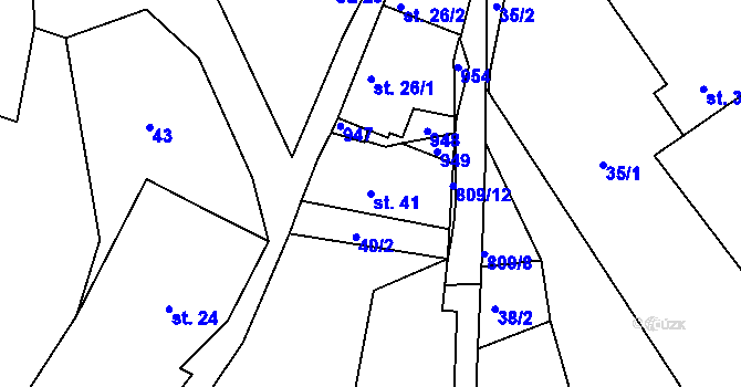Parcela st. 41 v KÚ Hrabří, Katastrální mapa