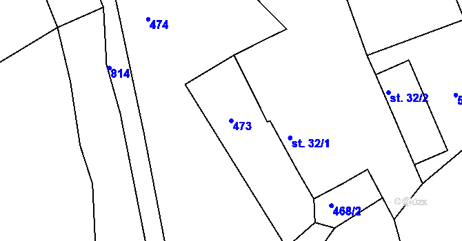 Parcela st. 473 v KÚ Hrabří, Katastrální mapa