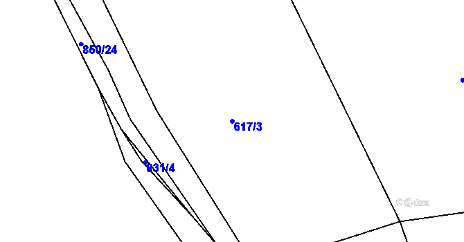 Parcela st. 617/3 v KÚ Hrabří, Katastrální mapa