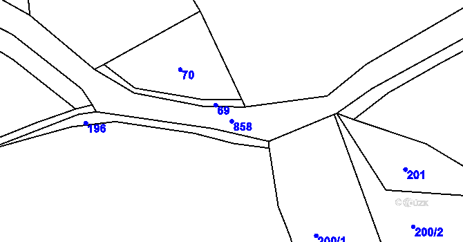 Parcela st. 858 v KÚ Hrabří, Katastrální mapa