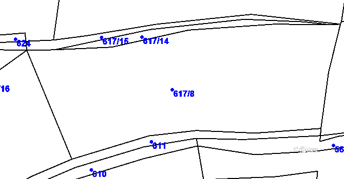 Parcela st. 617/8 v KÚ Hrabří, Katastrální mapa